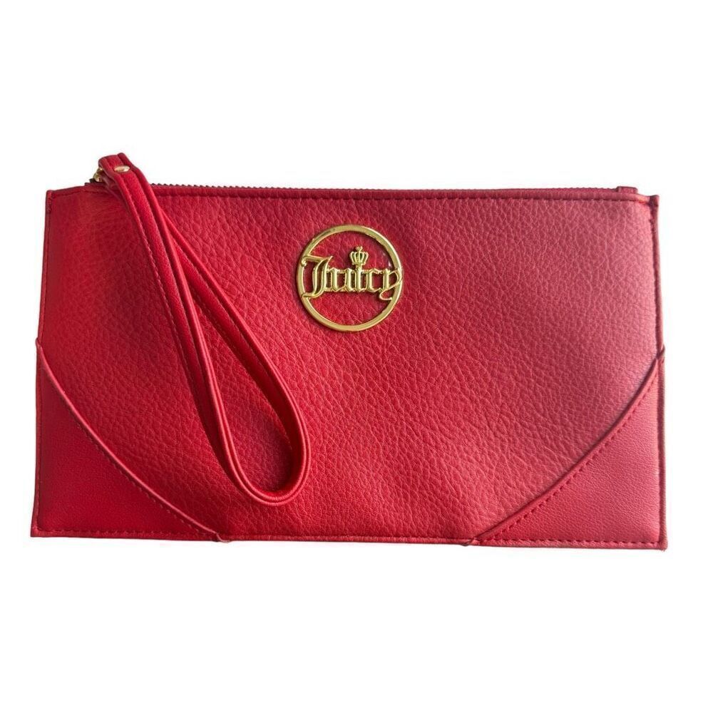 Juicy Couture Lipstick Red Crown Fits Wristlet Wallet Faux Leather
